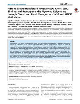 Histone Methyltransferase MMSET/NSD2 Alters EZH2 Binding and Reprograms the Myeloma Epigenome Through Global and Focal Changes in H3K36 and H3K27 Methylation