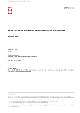 Marine Vibrionaceae As a Reservoir for Bioprospecting and Ecology Studies