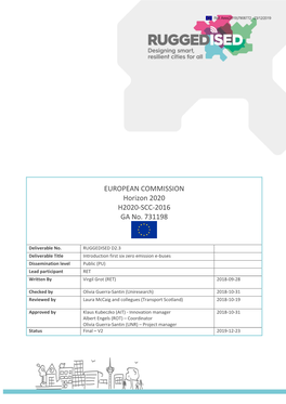 Introduction First Six Zero Emission E-Buses Dissemination Level Public (PU) Lead Participant RET Written by Virgil Grot (RET) 2018-09-28