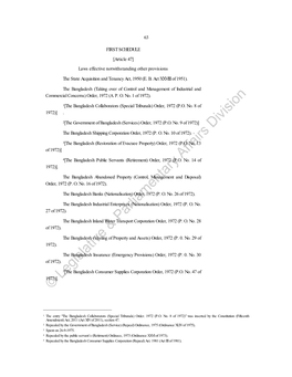 63 FIRST SCHEDULE [Article 47] Laws Effective Notwithstanding Other Provisions the State Acquisition and Tenancy Act, 1950 (E. B