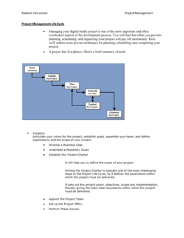 Radiant Info School Project Management Project Management