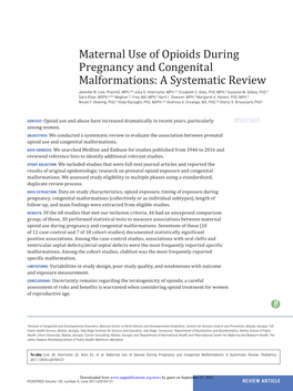 Maternal Use of Opioids During Pregnancy and Congenital Malformations: a Systematic Review