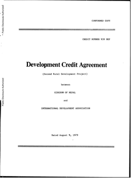 Development Credit Agreement Public Disclosure Authorized