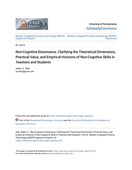 Non-Cognitive Dissonance: Clarifying the Theoretical Dimensions, Practical Value, and Empirical Horizons of Non-Cognitive Skills in Teachers and Students