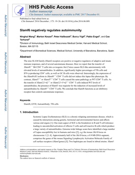 Slamf6 Negatively Regulates Autoimmunity