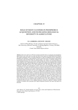 Chapter 19 Role of Root Clusters in Phosphorus