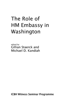 The Role of HM Embassy in Washington