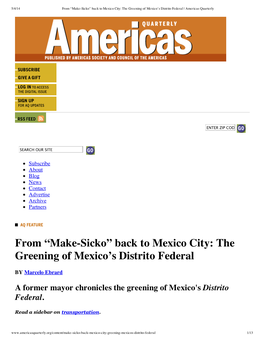 Mexico City: the Greening of Mexico’S Distrito Federal | Americas Quarterly