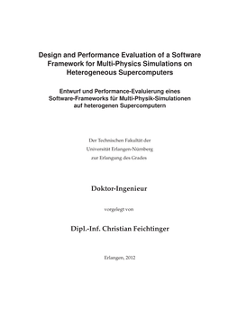 Design and Performance Evaluation of a Software Framework for Multi-Physics Simulations on Heterogeneous Supercomputers