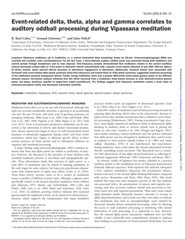 Event-Related Delta, Theta, Alpha and Gamma Correlates to Auditory Oddball Processing During Vipassana Meditation