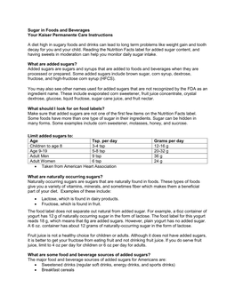 Sugar in Food and Drinks