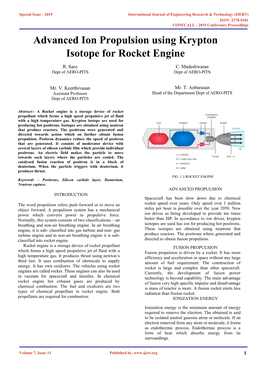 Advanced Ion Propulsion Using Krypton Isotope for Rocket Engine