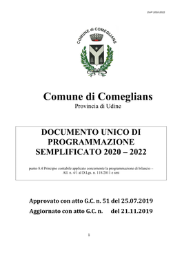 Comune Di Comeglians Provincia Di Udine