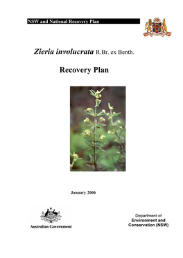 Zieria Involucrata Recovery Plan