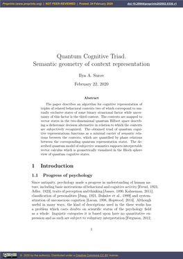 Quantum Cognitive Triad. Semantic Geometry of Context Representation