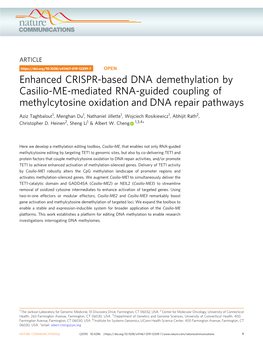 Enhanced CRISPR-Based DNA Demethylation by Casilio-ME-Mediated RNA-Guided Coupling of Methylcytosine Oxidation and DNA Repair Pathways