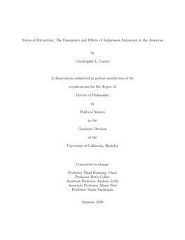 States of Extraction: the Emergence and Effects of Indigenous Autonomy