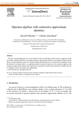 Operator Algebras with Contractive Approximate Identities