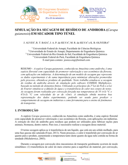 SIMULAÇÃO DA SECAGEM DE RESÍDUO DE ANDIROBA (Carapa Guianensis) EM SECADOR TIPO TÚNEL