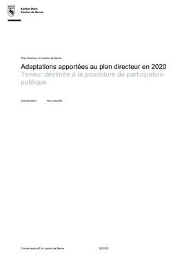 Adaptations Apportées Au Plan Directeur En 2020 Teneur Destinée À La Procédure De Participation Publique