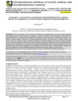 Ecological and Genetic Variation of the Distribution of Various Species of Amphibians at the Southern Border of Their Distribution