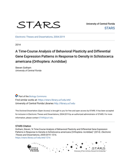 A Time-Course Analysis of Behavioral Plasticity and Differential Gene Expression Patterns in Response to Density in Schistocerca Americana (Orthoptera: Acrididae)