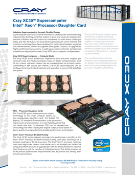 Cray XC30™ Supercomputer Intel® Xeon® Processor Daughter Card