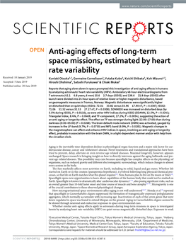 Anti-Aging Effects of Long-Term Space Missions, Estimated by Heart Rate
