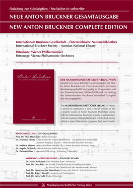 NEUE ANTON BRUCKNER GESAMTAUSGABE NEW ANTON BRUCKNER COMPLETE EDITION Das Projekt the Project