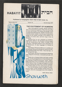 Shavuoth Page Two BETH HILLEL & BETH ISRAEL Number 313