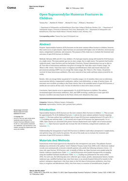 Open Supracondylar Humerus Fractures in Children