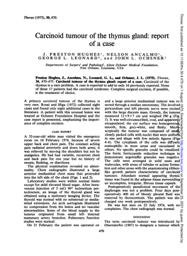 Carcinoid Tumour of the Thymus Gland: Report of a Case