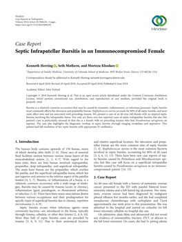 Case Report Septic Infrapatellar Bursitis in an Immunocompromised Female