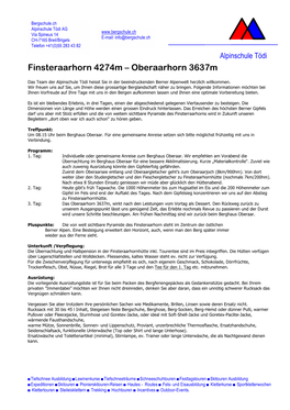 Finsteraarhorn 4274M – Oberaarhorn 3637M