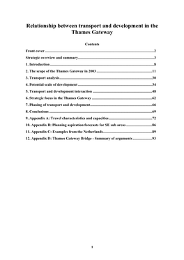Relationship Between Transport and Development in the Thames Gateway