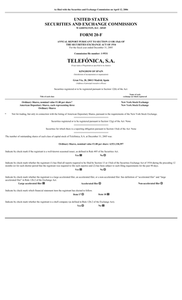 TELEFÓNICA, S.A. (Exact Name of Registrant As Specified in Its Charter)