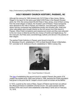 Holy Rosary Church History, Passaic, Nj