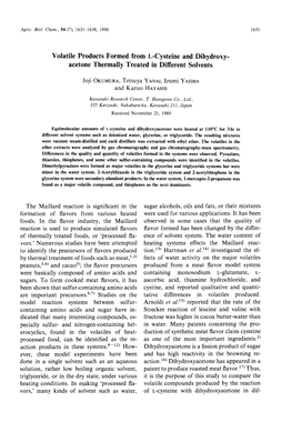 Acetone Thermally Treated in Different Solvents Joji Okumura, Tetsuya Yanai, Izumi Yajima and Kazuo Hayashi Kawasaki Research Center, T