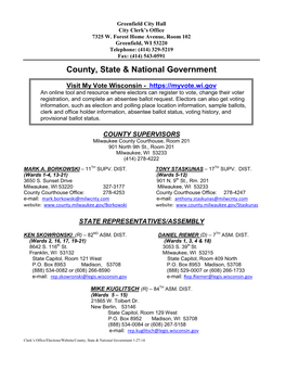 County, State & National Government
