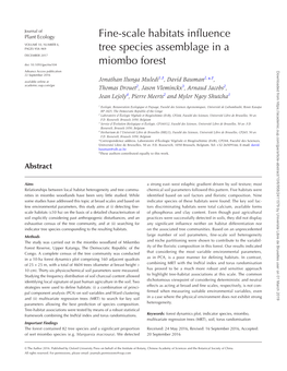 Fine-Scale Habitats Influence Tree Species Assemblage in a Miombo