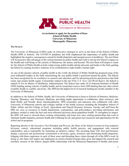 UMN SPH Position Profile Final for Posting.Docx