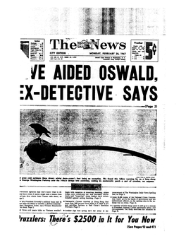 Ie AIDED OSWALD, EX-DETECTIVE SAYS