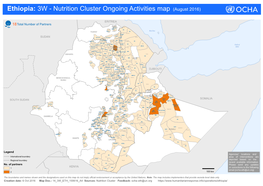 Ethiopia: 3W - Nutrition Cluster Ongoing Activities Map (August 2016)