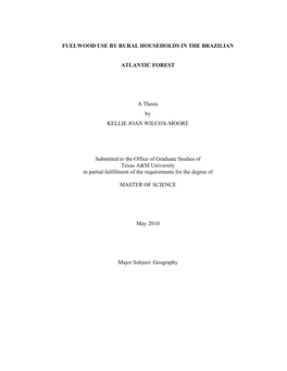 Fuelwood Use by Rural Households in the Brazilian