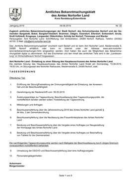 Amtliches Bekanntmachungsblatt Des Amtes Nortorfer Land Kreis Rendsburg-Eckernförde