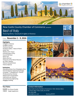 Best of Italy Featuring Rome, Tuscany & 4 Nights in Florence