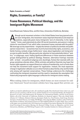 Frame Resonance, Political Ideology, and the Immigrant Rights Movement