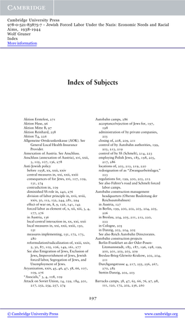 Index of Subjects