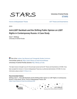 Anti-LGBT Backlash and the Shifting Public Opinion on LGBT Rights in Contemporary Russia: a Case Study