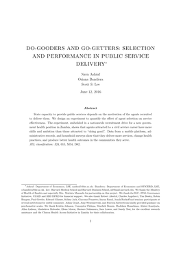 Do-Gooders and Go-Getters: Selection and Performance in Public Service